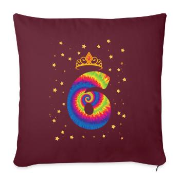 6. Geburtstag Krone | Tie Dye Themed Geburtstag | - Sofakissenbezug 45 x 45 cm - Burgunderrot - Vorne