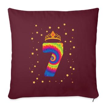 7. Geburtstag Krone | Tie Dye Themed Geburtstag | - Sofakissenbezug 45 x 45 cm - Burgunderrot - Vorne