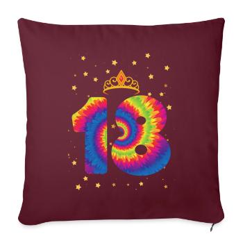 18. Geburtstag Krone | Tie Dye Themed Geburtstag - Sofakissenbezug 45 x 45 cm - Burgunderrot - Vorne