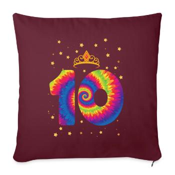 10. Geburtstag Krone | Tie Dye Themed Geburtstag - Sofakissenbezug 45 x 45 cm - Burgunderrot - Vorne