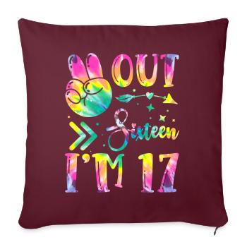 Paix de seize ans, j’ai 17 | Teinture de cravate - Housse de coussin décorative 45 x 45 cm - bordeaux - Devant