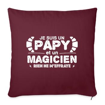 Super Papy Magicien Cadeau Fete des Grands Peres - Housse de coussin décorative 45 x 45 cm - bordeaux - Devant