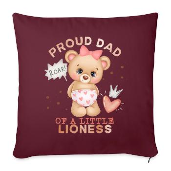 Papa-Papa, Papa-Papa, Lion-Papa Bébé-Fille Disant - Housse de coussin décorative 45 x 45 cm - bordeaux - Devant