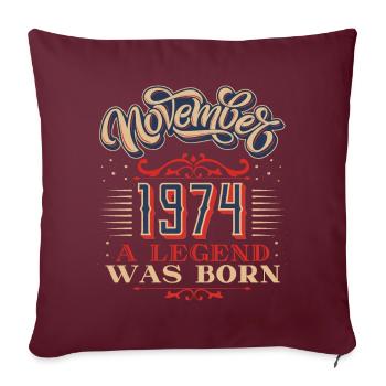 1974, anniversaire, novembre 1974, 11.1974, 11-1974 - Housse de coussin décorative 45 x 45 cm - bordeaux - Devant
