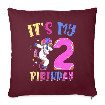 C’est mon 2 anniversaire dabbing licorne poney 2. - Housse de coussin décorative 45 x 45 cm - bordeaux - Devant