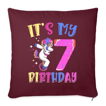 C’est mon 7 anniversaire dabbing licorne poney 7. - Housse de coussin décorative 45 x 45 cm - bordeaux - Devant