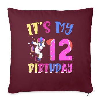 C’est mon 12e anniversaire Dabbing Unicorn Pony 12. - Housse de coussin décorative 45 x 45 cm - bordeaux - Devant