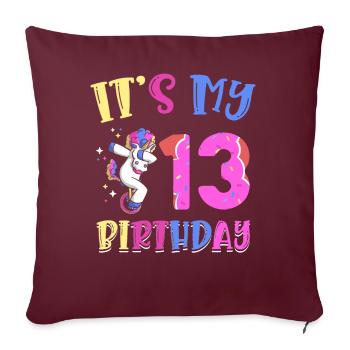 C’est mon 13e anniversaire Dabbing Unicorn Pony - Housse de coussin décorative 45 x 45 cm - bordeaux - Devant