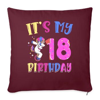 C’est mon 18e anniversaire Dabbing Unicorn Pony - Housse de coussin décorative 45 x 45 cm - bordeaux - Devant