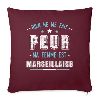 Marseille idée cadeau couple région Marseillaise - Housse de coussin décorative 45 x 45 cm - bordeaux - Devant