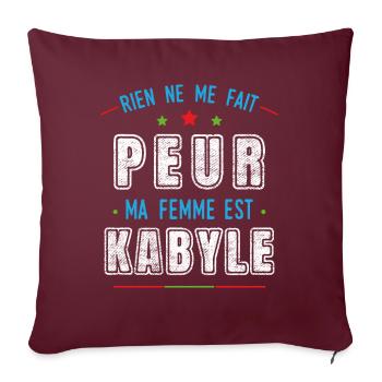 Kabyle, idée cadeau drapeau Kabyle humour couple - Housse de coussin décorative 45 x 45 cm - bordeaux - Devant