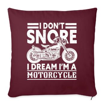 Je ne ronfle pas, je rêve que je suis une moto - Housse de coussin décorative 45 x 45 cm - bordeaux - Devant