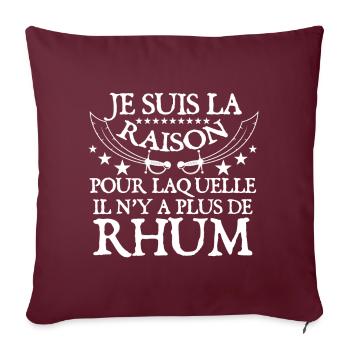 Bière alcool. Cadeau humour apéritif. Rhum - Housse de coussin décorative 45 x 45 cm - bordeaux - Devant