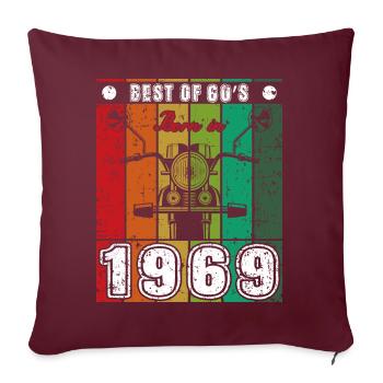 Le meilleur de la moto classique née des années 60 en 1969 - Housse de coussin décorative 45 x 45 cm - bordeaux - Devant