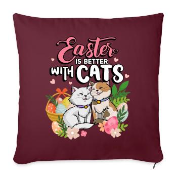 Pâques est mieux avec les chats Vacances de la saison de Pâques - Housse de coussin décorative 45 x 45 cm - bordeaux - Devant