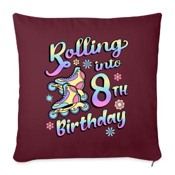 Rouler dans le 8e anniversaire Roller Skater Inline - Housse de coussin décorative 45 x 45 cm - bordeaux - Devant