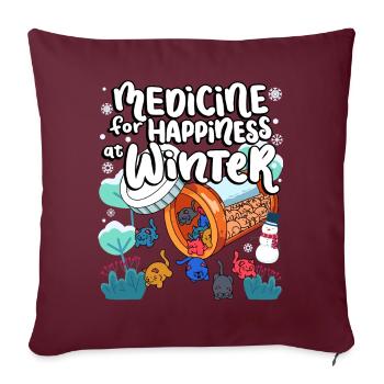 Medizin Zum Glücklichsein Bei Winter Cat Gummies - Sofakissenbezug 45 x 45 cm - Burgunderrot - Vorne