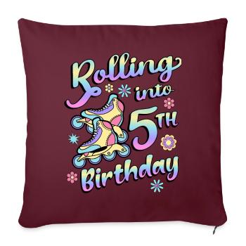 Rouler dans le 5ème anniversaire Roller Skater Inline - Housse de coussin décorative 45 x 45 cm - bordeaux - Devant