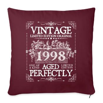 1998 | Vintage Perfectly seit 1998 Geburtstag - Sofakissenbezug 45 x 45 cm - Burgunderrot - Vorne