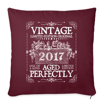 | 2017 Vintage Perfectly seit 2017 Geburtstag - Sofakissenbezug 45 x 45 cm - Burgunderrot - Vorne