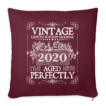 2020 | Vintage Perfectly seit 2020 Geburtstag - Sofakissenbezug 45 x 45 cm - Burgunderrot - Vorne