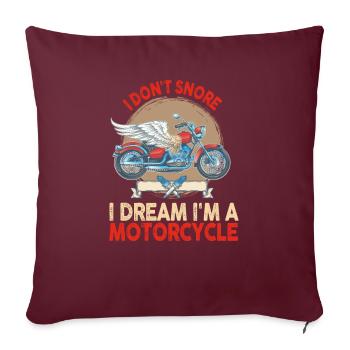 Je ne ronfle pas, je rêve que je suis une moto - Housse de coussin décorative 45 x 45 cm - bordeaux - Devant
