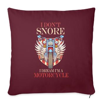 Je ne ronfle pas, je rêve que je suis une moto - Housse de coussin décorative 45 x 45 cm - bordeaux - Devant