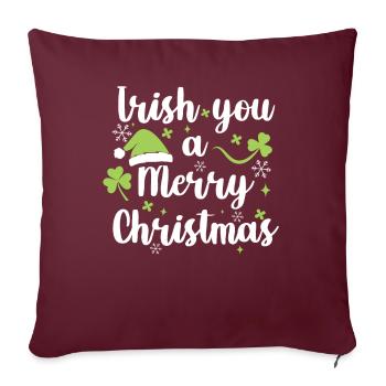 Irish You Un joyeux noël vert trèfle - Housse de coussin décorative 45 x 45 cm - bordeaux - Devant