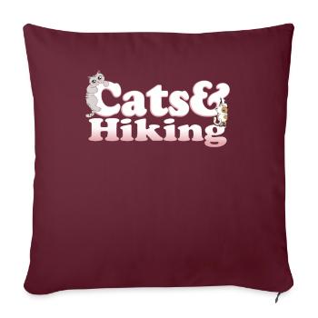 Chats Kawaii mignons et randonnée Chat et randonnée pour femmes - Housse de coussin décorative 45 x 45 cm - bordeaux - Devant
