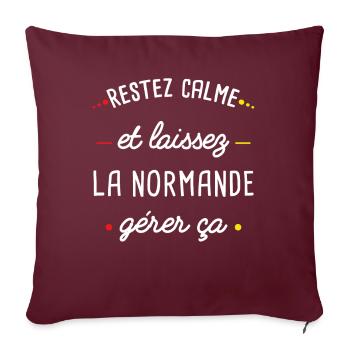 Normandie humour femme normande idée cadeau région - Housse de coussin décorative 45 x 45 cm - bordeaux - Devant