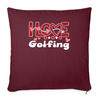 J'aime jouer au golf Les filles jouent au golf - Housse de coussin décorative 45 x 45 cm - bordeaux - Devant