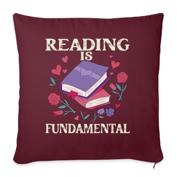 La lecture est fondamentale - Housse de coussin décorative 45 x 45 cm - bordeaux - Devant
