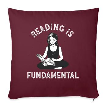 La lecture est fondamentale - Housse de coussin décorative 45 x 45 cm - bordeaux - Devant