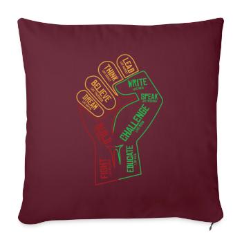 Faust Stark Melanated Educate Dream Believe - Sofakissenbezug 45 x 45 cm - Burgunderrot - Vorne