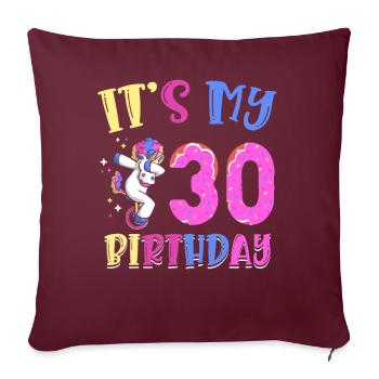 C’est mon 30e anniversaire Dabbing Unicorn Pony - Housse de coussin décorative 45 x 45 cm - bordeaux - Devant