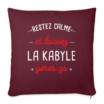 Kabyle, idée cadeau drapeau Kabyle humour couple - Housse de coussin décorative 45 x 45 cm - bordeaux - Devant