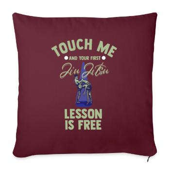 Touchez-moi et votre première leçon de Jiu Jitsu est gratuite - Housse de coussin décorative 45 x 45 cm - bordeaux - Devant