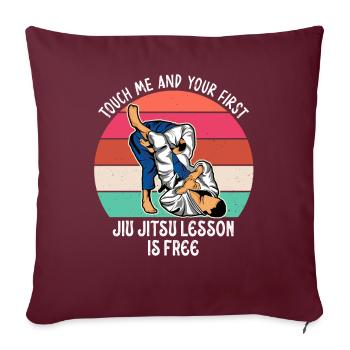 Touchez-moi et votre première leçon de Jiu Jitsu est gratuite - Housse de coussin décorative 45 x 45 cm - bordeaux - Devant