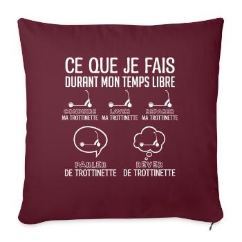 Trottinette | Cadeau fan de Trottinette trott - Housse de coussin décorative 45 x 45 cm - bordeaux - Devant