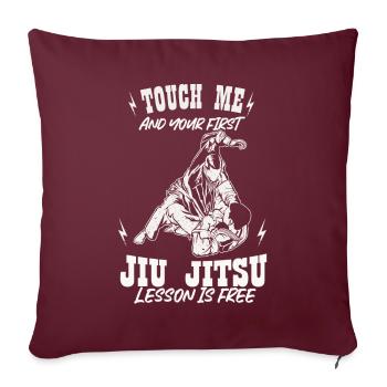 Touchez-moi et votre première leçon de Jiu Jitsu est gratuite - Housse de coussin décorative 45 x 45 cm - bordeaux - Devant