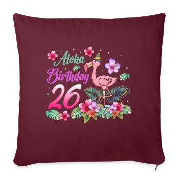 Aloha Anniversaire 26 Flamant Oiseau 26e anniversaire - Housse de coussin décorative 45 x 45 cm - bordeaux - Devant
