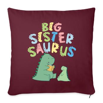 Große Schwester Saurus Geschwister Herbivore - Sofakissenbezug 45 x 45 cm - Burgunderrot - Vorne
