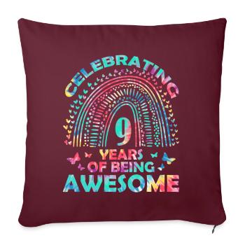 Nous fêtons 9 ans « génial » anniversaire - Housse de coussin décorative 45 x 45 cm - bordeaux - Devant