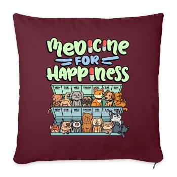 Ma pilule Happy Medicine Every Day - Housse de coussin décorative 45 x 45 cm - bordeaux - Devant