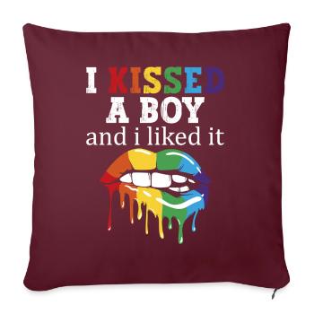 J’ai embrassé un garçon et ça m’a fait - Housse de coussin décorative 45 x 45 cm - bordeaux - Devant
