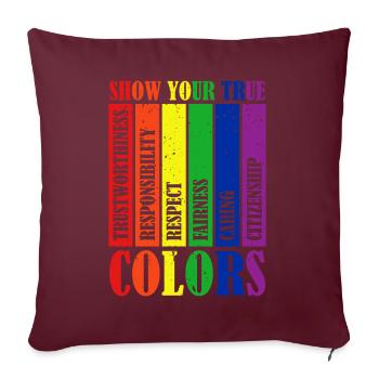 Montrez vos vraies couleurs Lgbt Proud Rainbow - Housse de coussin décorative 45 x 45 cm - bordeaux - Devant