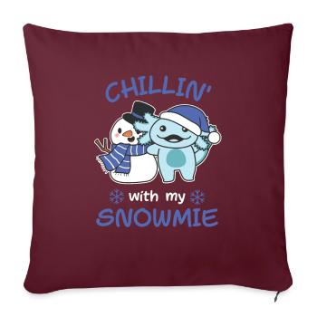 Axolotl Chillin avec mon schneemann snowmie - Housse de coussin décorative 45 x 45 cm - bordeaux - Devant