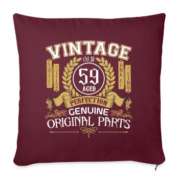 Vintage 59 ans - cadeau d’anniversaire 59 ans - Housse de coussin décorative 45 x 45 cm - bordeaux - Devant