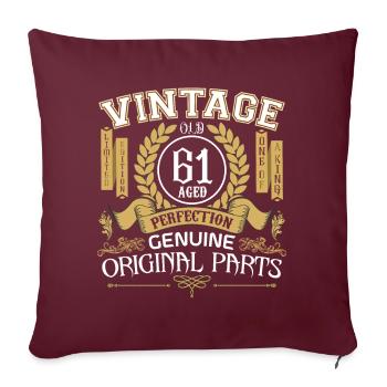Vintage 61 ans - cadeau d’anniversaire 61 ans - Housse de coussin décorative 45 x 45 cm - bordeaux - Devant