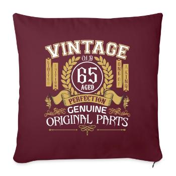 Vintage 65 ans - cadeau d’anniversaire 65 ans - Housse de coussin décorative 45 x 45 cm - bordeaux - Devant